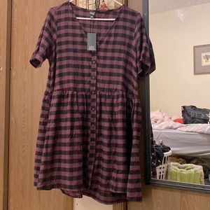 Plaid baggy Dress with pockets never been worn
